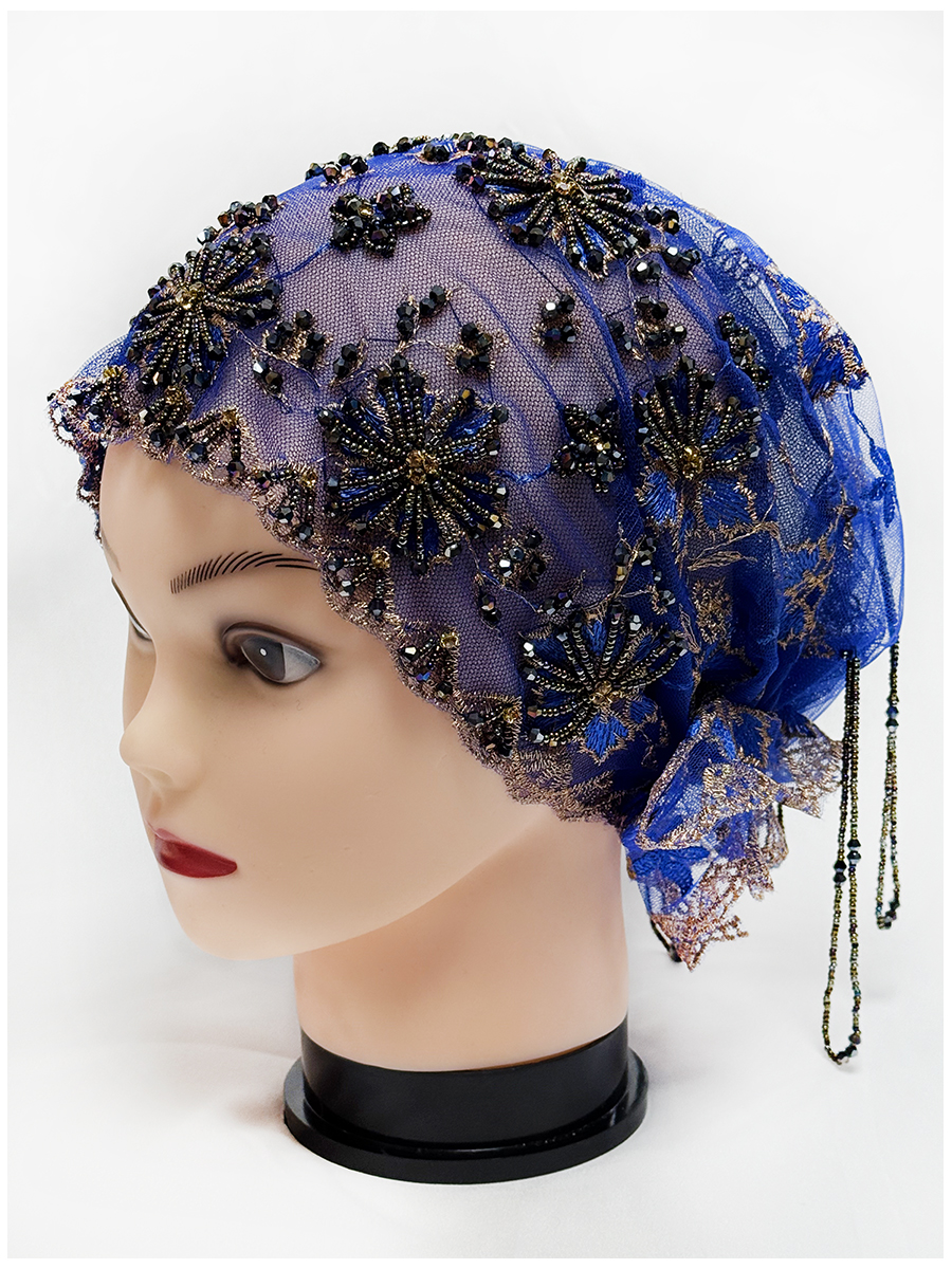 Het hete verkoopitem van 2025, is een mesh-stofkraalbuis gecombineerd met een geborduurde hoed van acryldiamantdraad voor Arabische Dubai-vrouwen