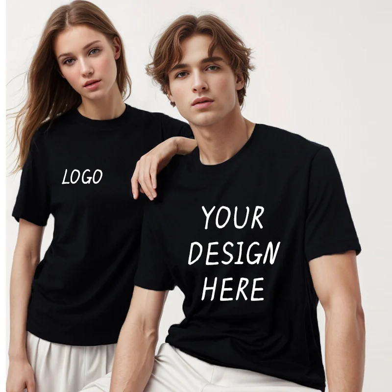 100% Cotton Short Sleeve Solid Color O-neck Leisure Soft T-shirt Tops Tee Customized Print Your Own Design Printed Unisex Tshirt