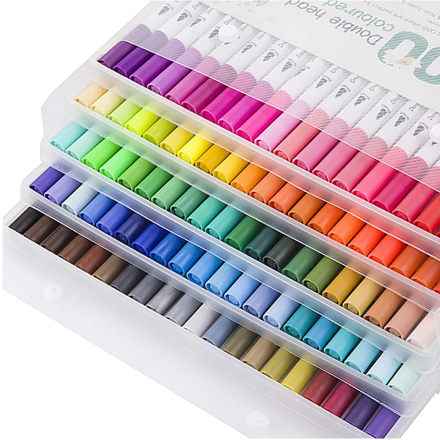 24/36/48/60 สีสีน้ํา Dual แปรง MARKER นุ่มยืดหยุ่นเคล็ดลับสําหรับวาดผสมอะนิเมะการ์ตูน Markers