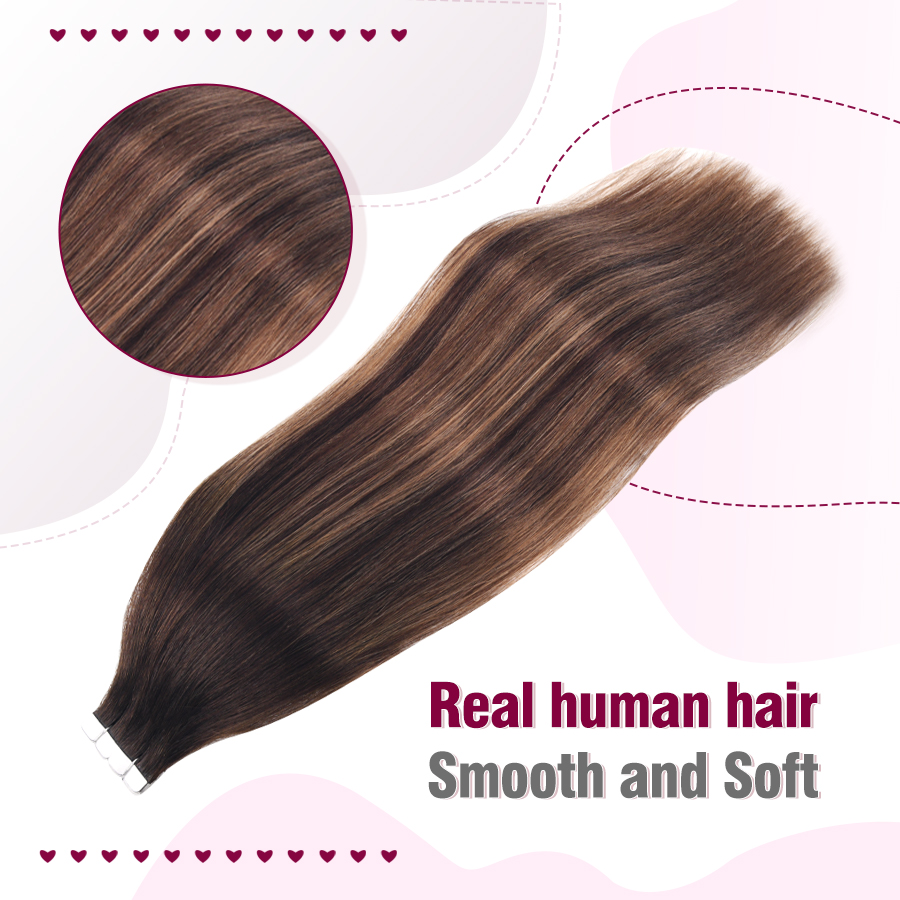 เทป Neitsi Ombre มินิเทปกาวผมต่อมนุษย์ตรงต่อผิวจริง100% MEGA hair 12 "-24"