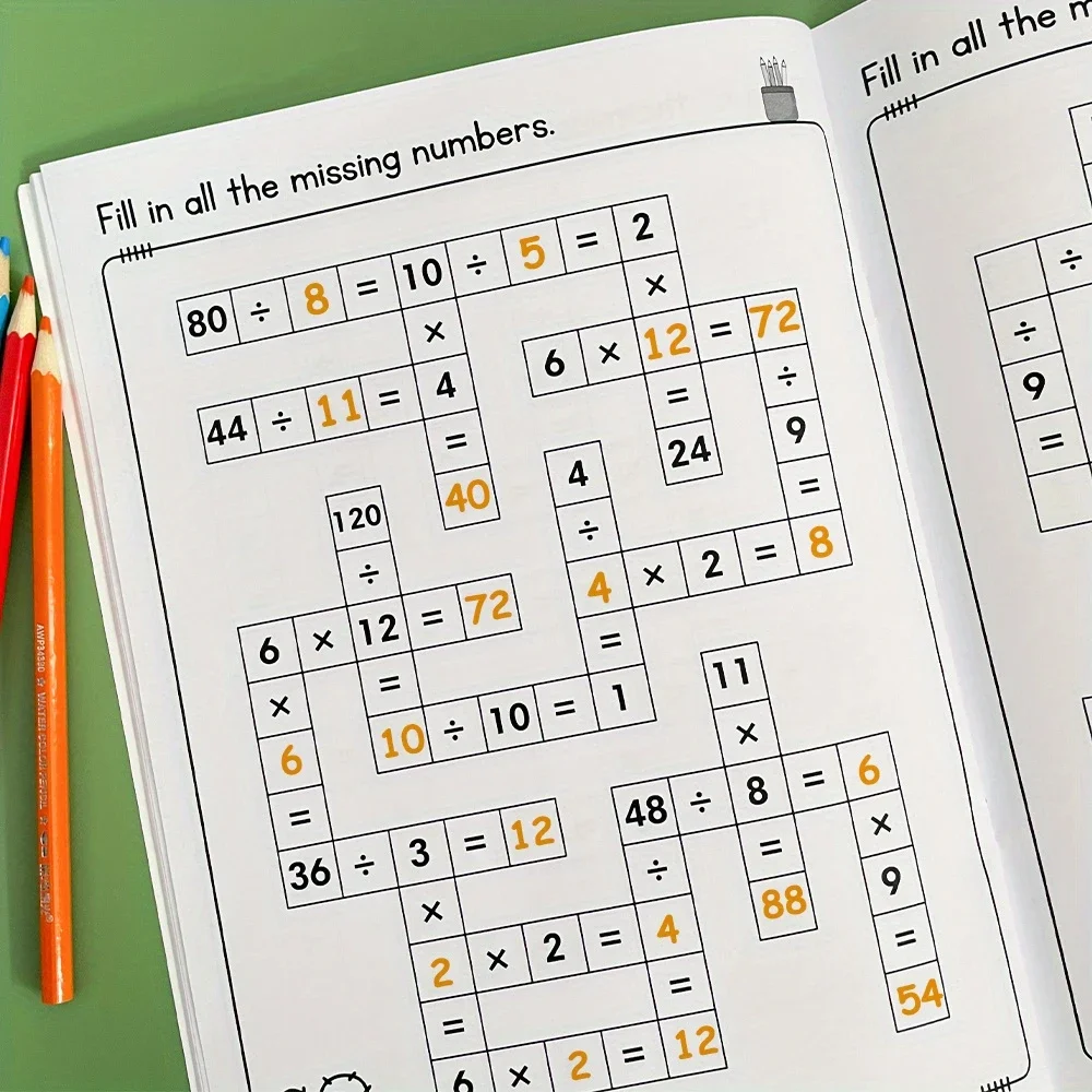 Mathe-Arbeitsbuch für Kinder – Addition, Subtraktion, Multiplikation, Division mit Antworttasten, Denkspiele für das Homeschool-Klassenzimmer