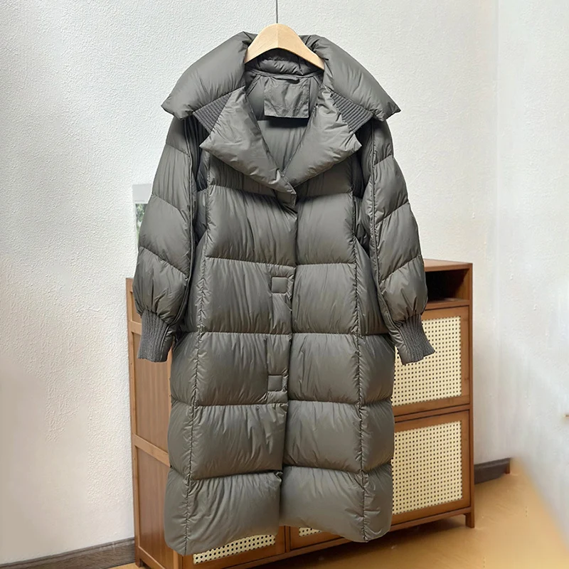 Schinteon femmes blanc canard vers le bas longue veste automne hiver chaud décontracté sur la taille vêtements amples doux confortable mode manteau nouveau