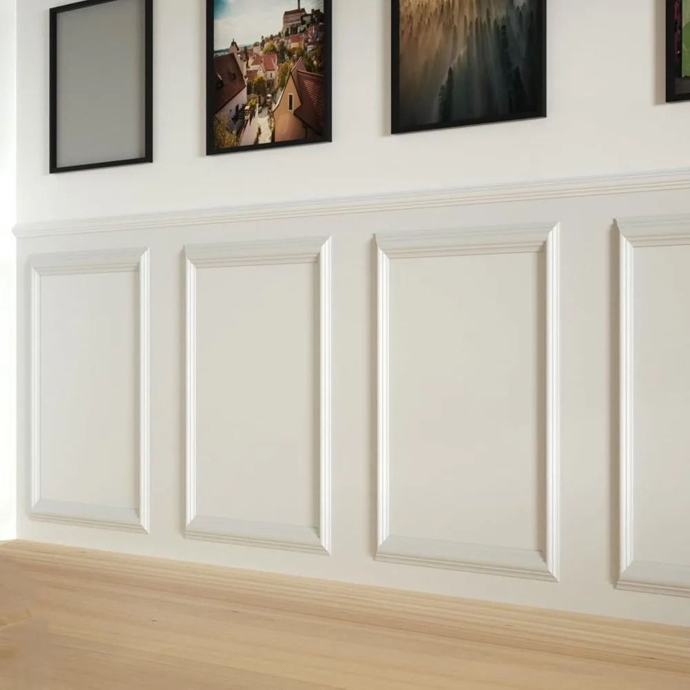 4 Set Peel and Stick Wall Molding Trim Kit, 16 x24 Premade Wainscoting Panels, Self Adhesive Moulding Panel for Interior