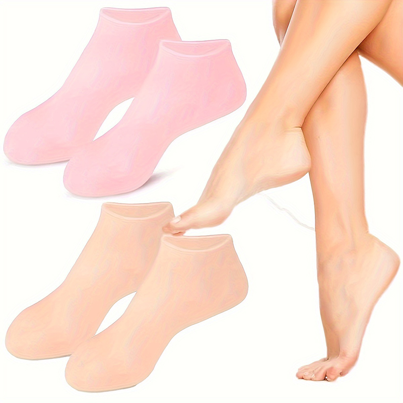 Confezione da 2 calzini idratanti in gel di silicone per piedi secchi e screpolati, nutrienti per la pelle, lubrificanti per la cura dei piedi, calzini da massaggio