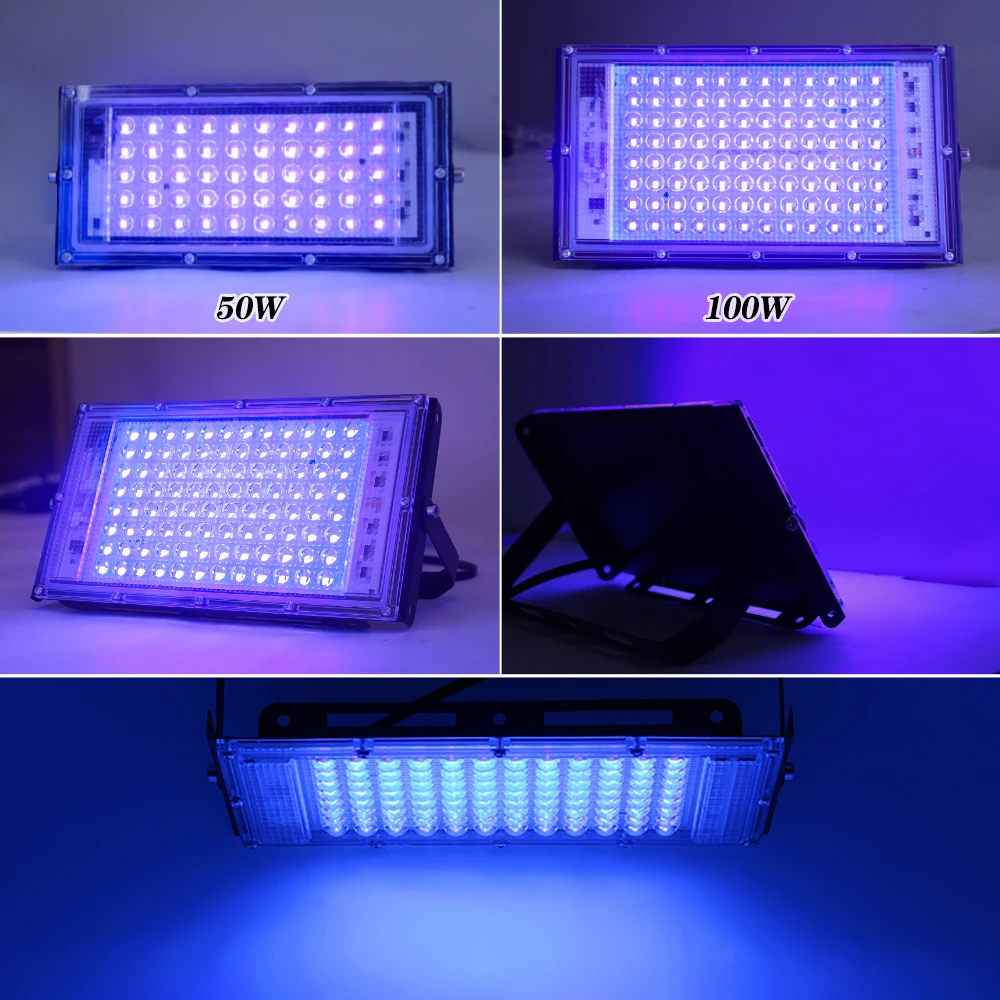 395nm 400nm LED UV Floodlight 220V Ultraviolet Stage Lamp 50W 100W 150W Stage Blacklight Waterproof Disco Party Stage Backlight