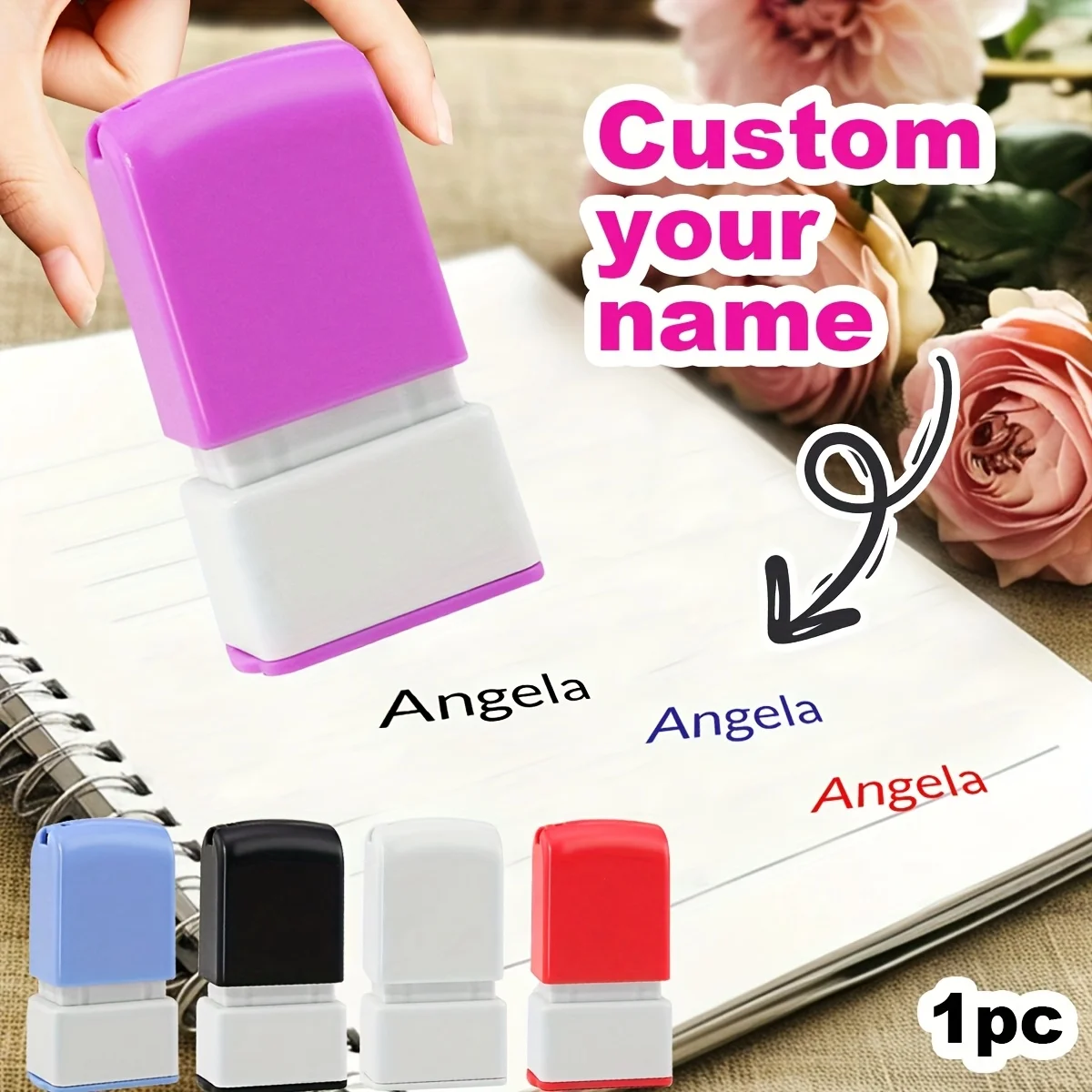 Aangepaste naamstempel voor kinderkleding - 5 kleuren (rood/zwart/blauw/wit/paars), waterdicht 18x8mm, voor boeken, uitnodigingen, documenten