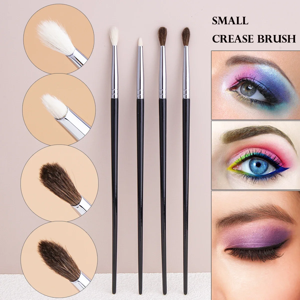 Pequeños pinceles de maquillaje Smoky Liner, delineador de ojos, brocha para difuminar, brocha de maquillaje para difuminar, pelo de caballo, sombra de ojos, brocha para difuminar