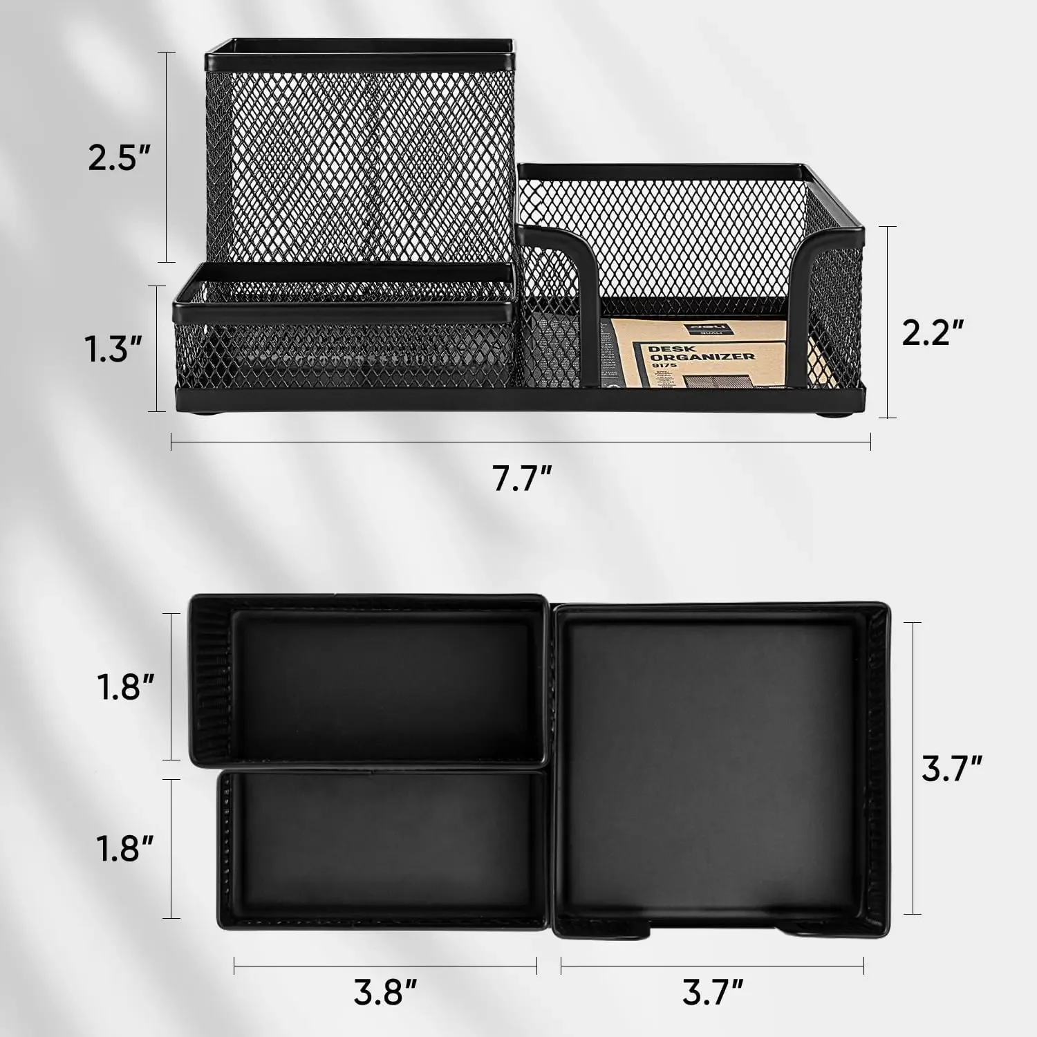Organizer da scrivania in rete nera - 3 scomparti con portapenne e cestini portaoggetti, forniture per ufficio domano rapidamente