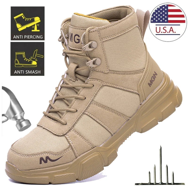 Light Breathable Protection Safety Shoes Men Steel Toe Cap Anti smash Work Shoes Anti-puncture Indestructible Man Safety Boots