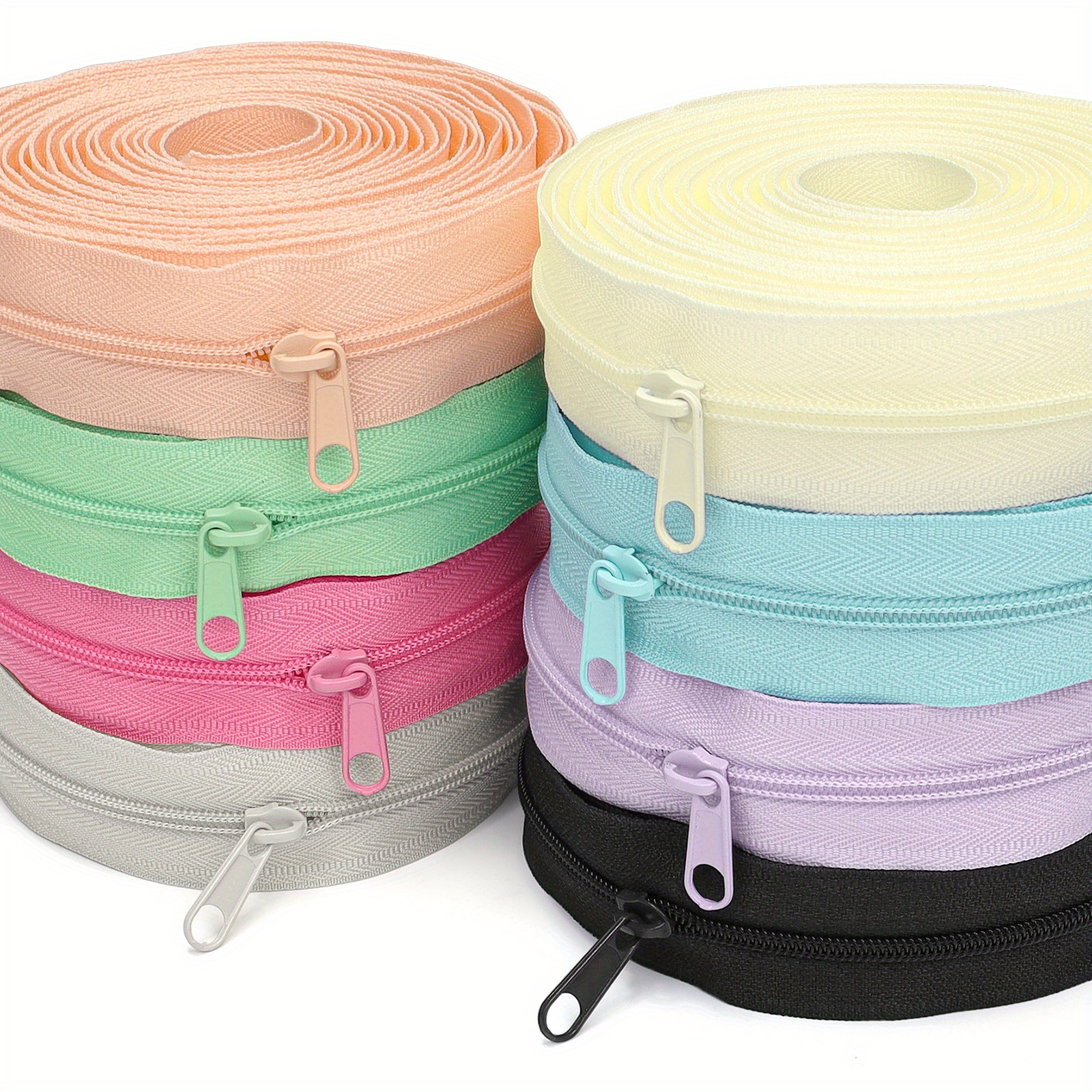 Ein Satz = 4,5 Meter Reißverschluss + 10 Reißverschlussköpfe, Nr. 3-Nylon-Reißverschluss, Schieber gleicher Farbe wie Reißverschluss, Reißverschluss für Kleidung