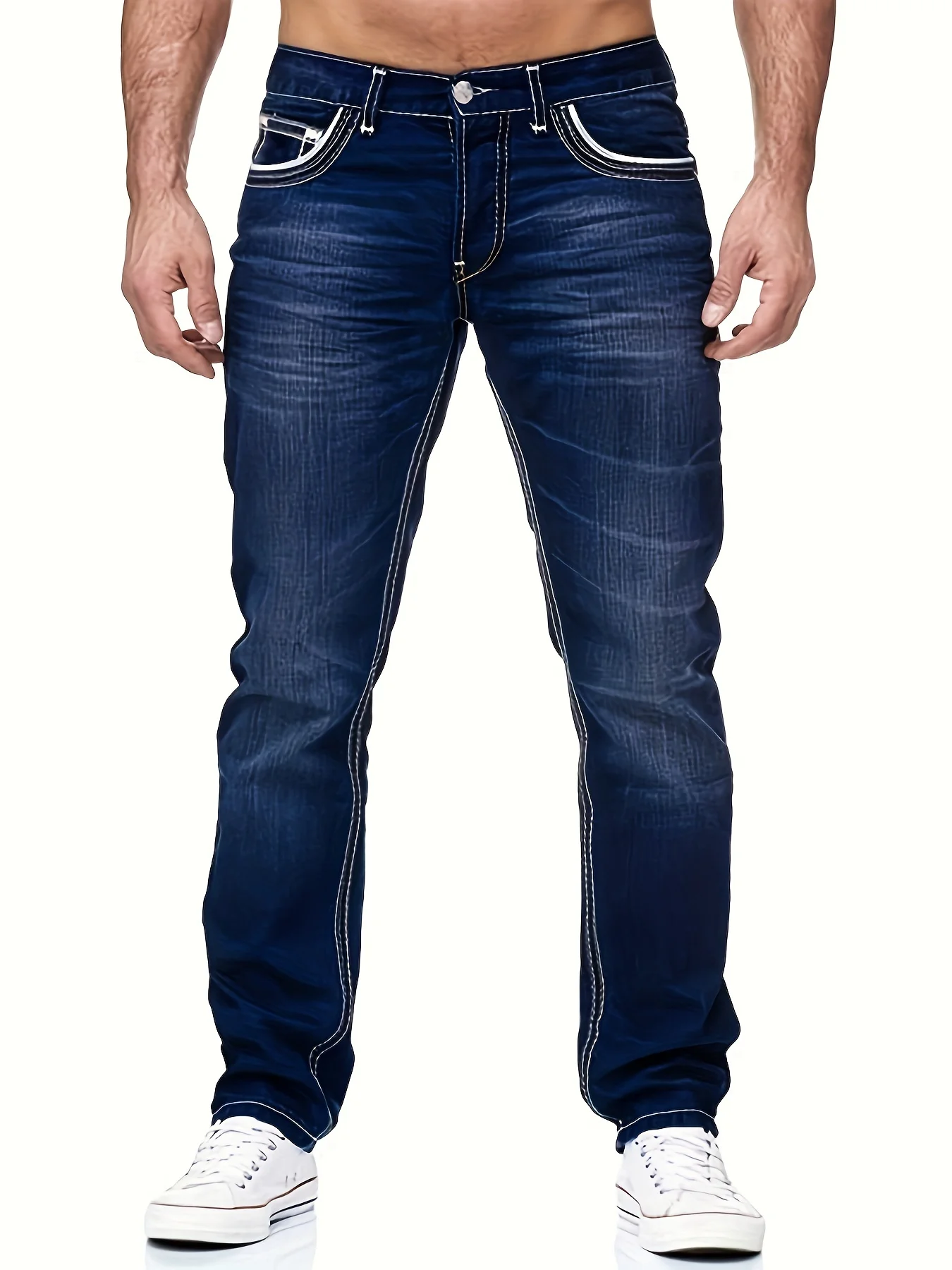 Pantalones vaqueros ajustados de alta calidad para hombre, vaqueros elásticos informales de estilo callejero de color sólido para primavera, verano, otoño e invierno