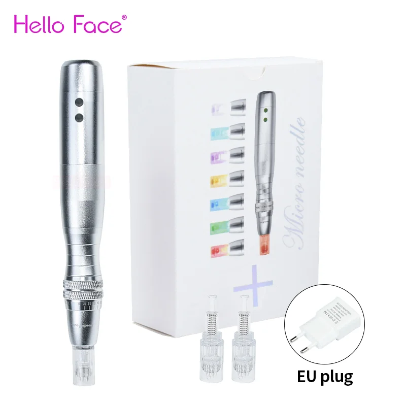 HELLO FACE ไร้สาย Derma ปากกา 7 สีไฟ LED Photon ปากกา 2 pcs เข็มของขวัญปรับ NANO Micro Needle Face Care TOOL