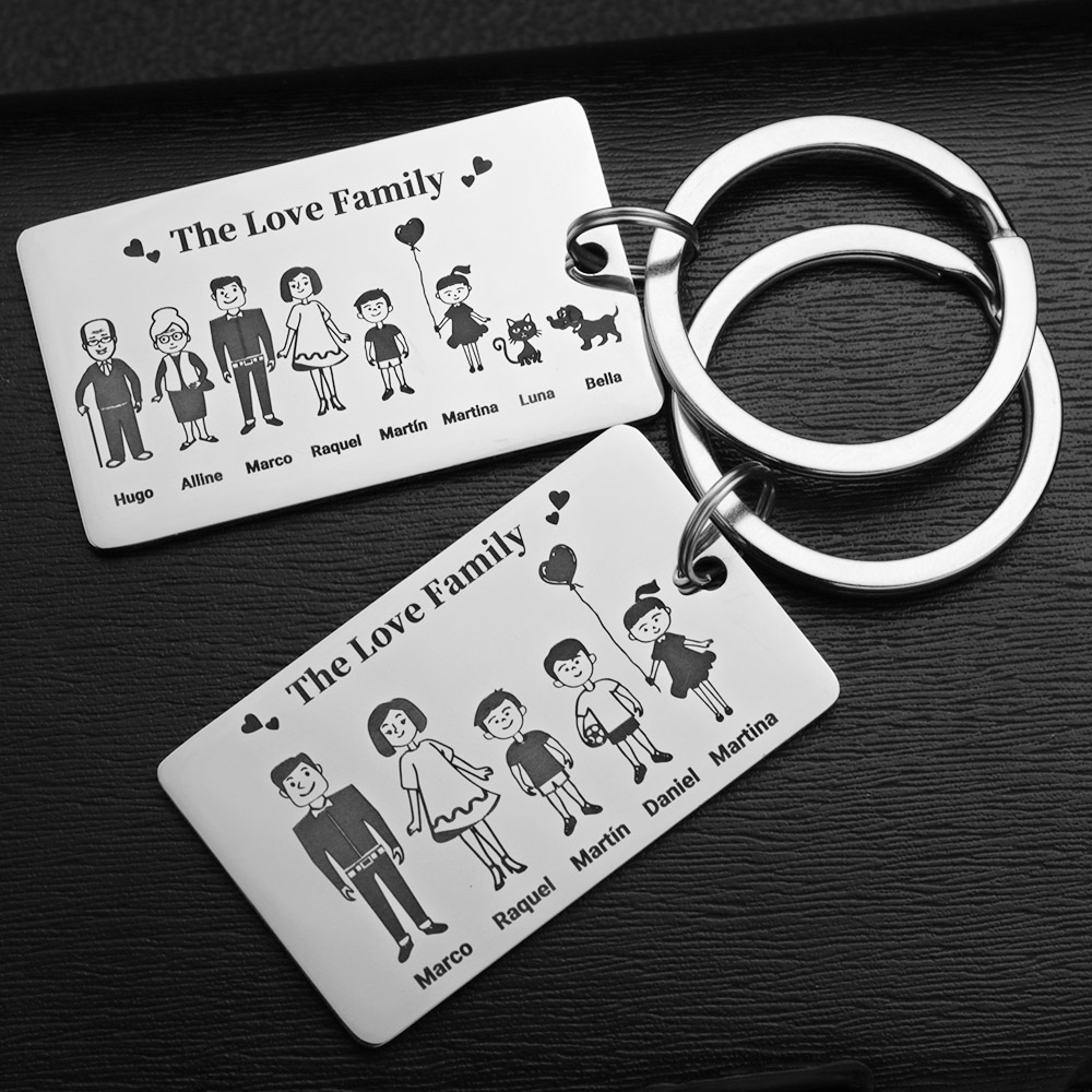 Personalized Family Keychain Stainless Steel Parents Children Present Families Member Customized Keyring Key Chain Ring Holder