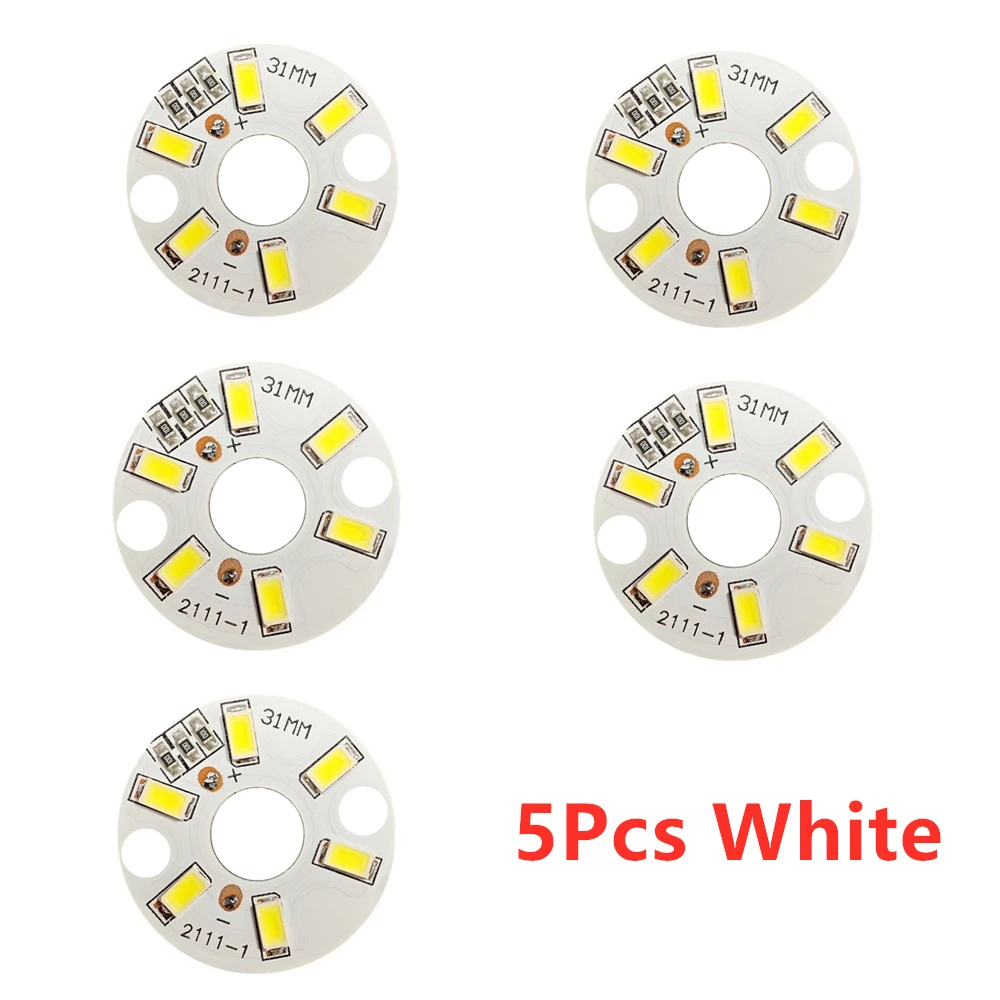 High Brightness LED SMD5730 DC3-5V Color Lamp Bead Light Board Bulb Round Transformation Light Source Dia 32MM White Warm Light.
