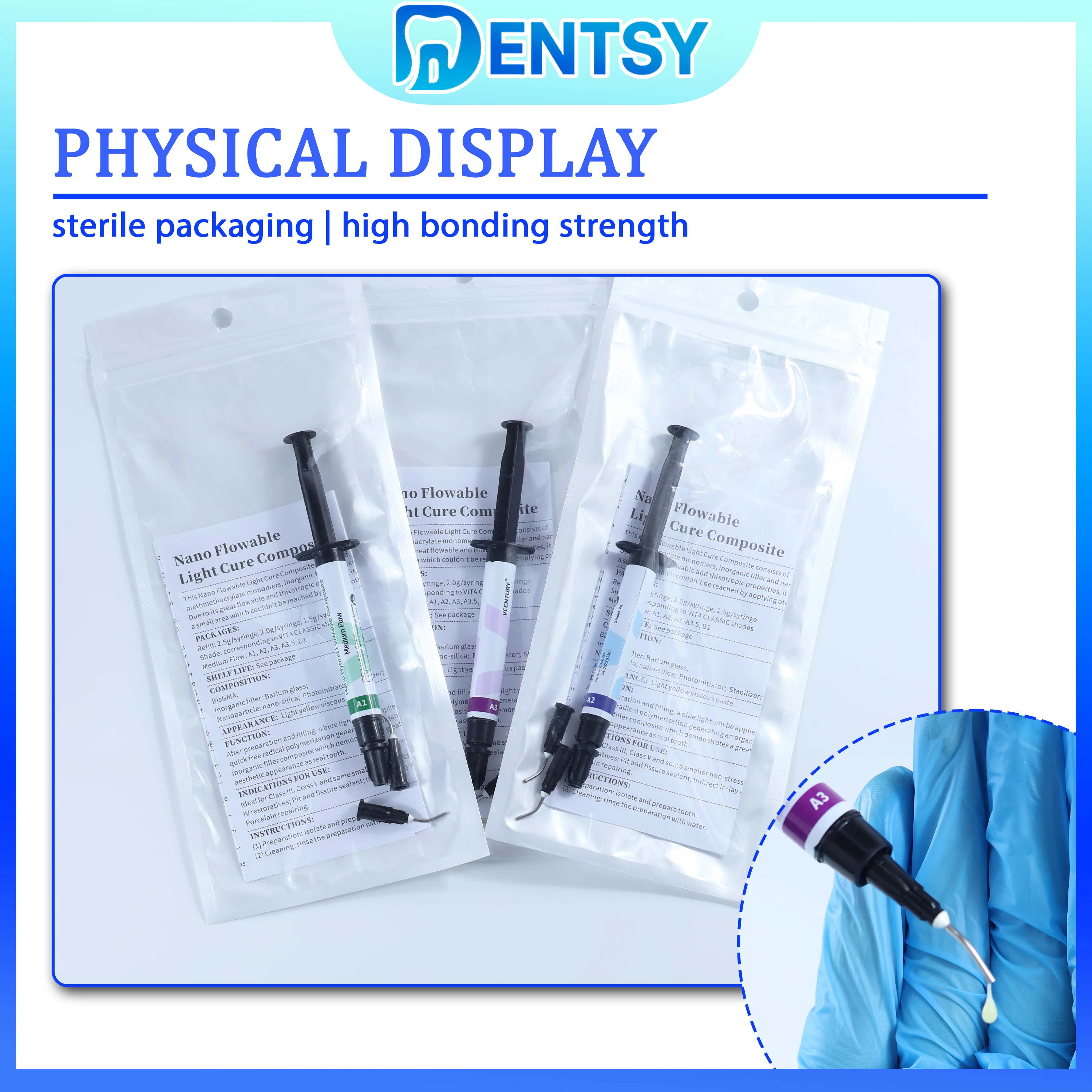 Dentsy Dental Resin Light-Curable Flowable A1 A2 A3 A3.5 Композитная смола Etch Гель Клей Инструменты для наполнения полости рта