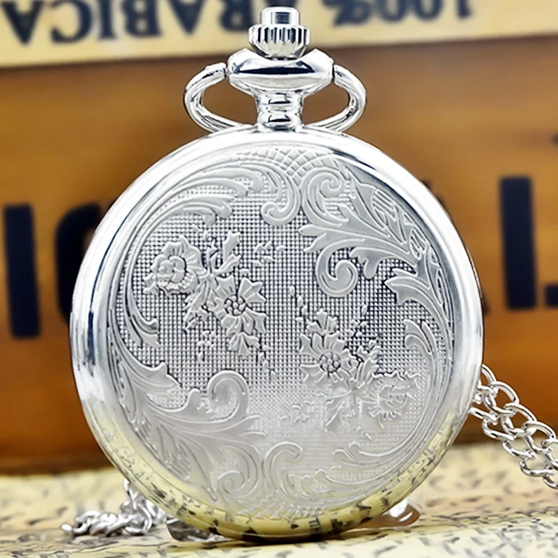 Vintage Bronze Silber Steampunk Clamshell männliche und weibliche Studenten Geschenk Quarz Halskette Kollektion Gedenktaschenuhr