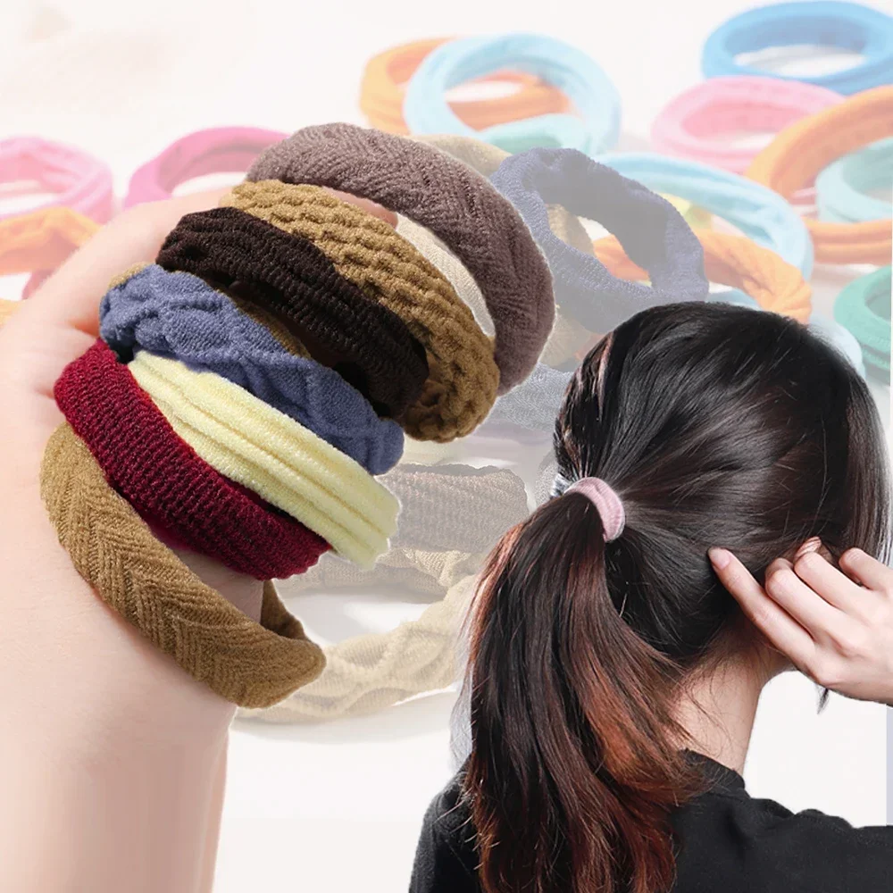 12 Uds. De bandas elásticas básicas simples para el cabello para mujeres y niñas, lazos, coleteros, bandas de goma, diadema de moda, accesorios para el cabello