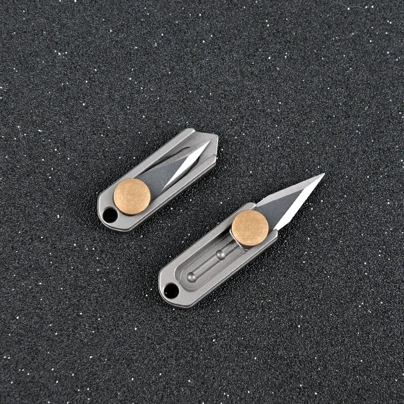 1pc New Pure Titanium Mini Push Knife  Keychain Pendant Unpacking Express Opening Utility Knife