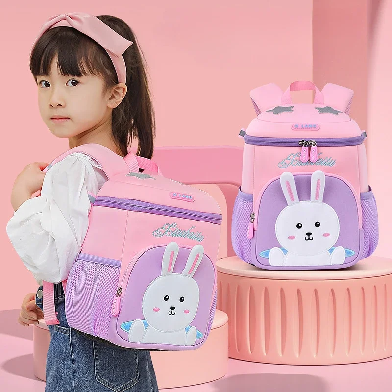 Mochilas infantis bonito coelho meninas escola primária mochila dos desenhos animados moda versátil crianças rosa jardim de infância bolsa de ombro