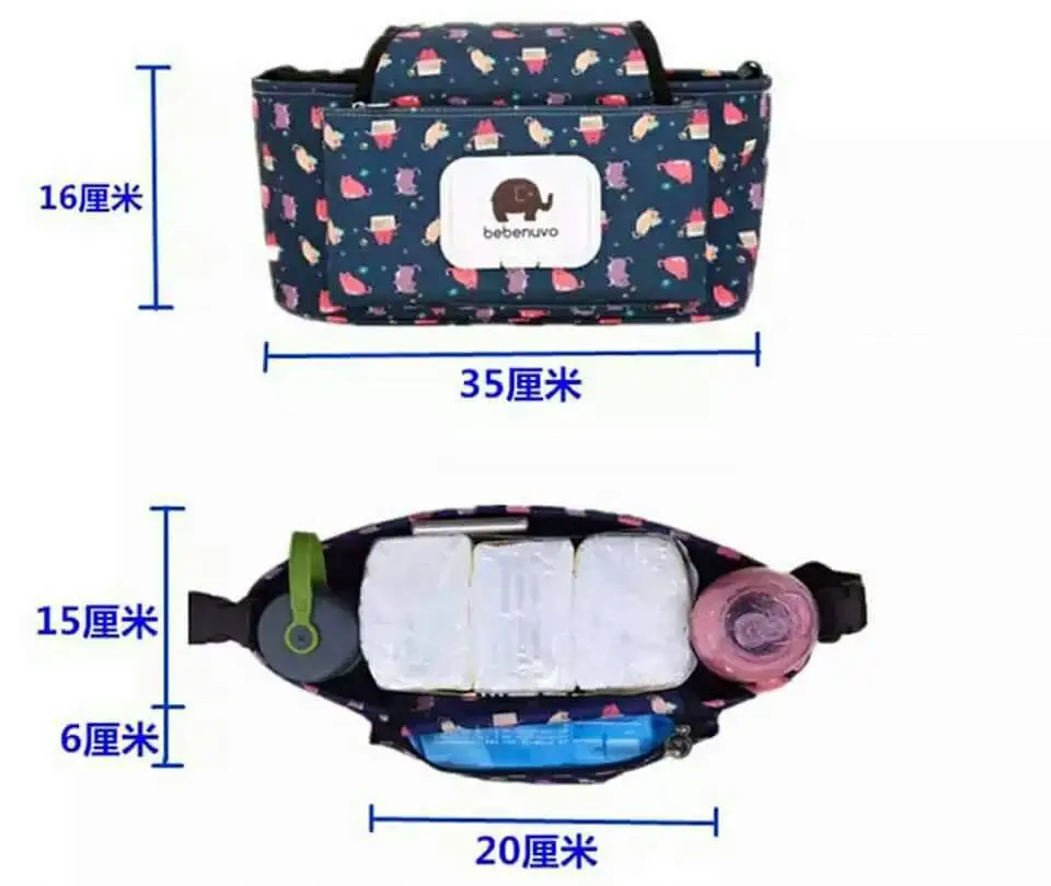 กระเป๋าผ้าอ้อมการ์ตูนรถเข็นเด็กทารกOrganizerผ้าอ้อมกระเป๋าผ้าอ้อมCarriage Buggy Pram Cartตะกร้าHookรถเข็นเด็กอุปกรณ์เสริม