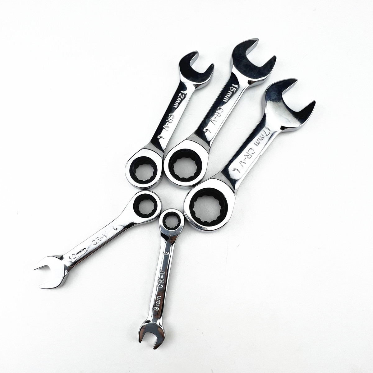 Ratelsleutel met korte handgreep, verstelbare kop, mini snelle ratelsleutel, arbeidsbesparende autoreparatiehardware, dual-purpose moersleutelgereedschap