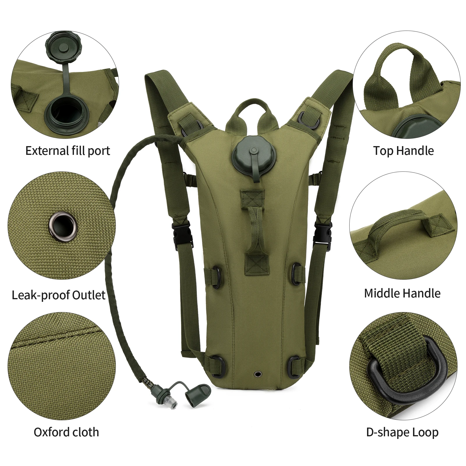 Paquete táctico de hidratación acuática, mochila Camel de clase militar con vejiga de agua a prueba de fugas de 3L para correr, trotar y andar en bicicleta
