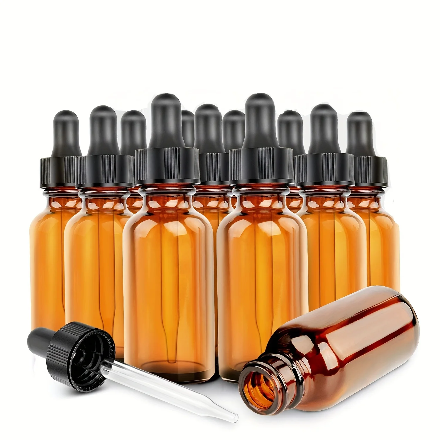12Pcs 5ml-50ml 빈 Dropper 병 에센셜 오일 아로마 테라피 액체 Dropper 병에 대 한 리필 가능한 앰버 유리 피펫 병