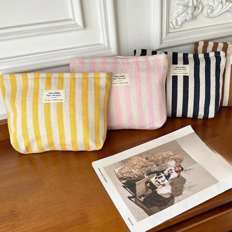 Stripe Cosmetic Bag Waterproof Women Cosmetic Bag Small Bag Storage Makeup Case,Travelling Pouch Organizer for Lady