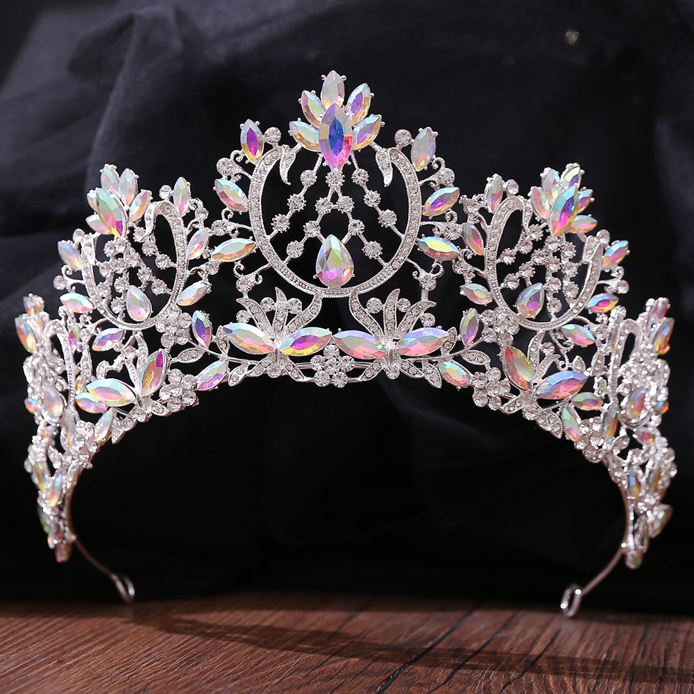 Baroque คริสตัล Rhinestone Tiaras และ Crowns สําหรับเจ้าสาว Vintage พรหมมงกุฎเจ้าสาวงานแต่งงานอุปกรณ์เสริมผมเครื่องประดับ