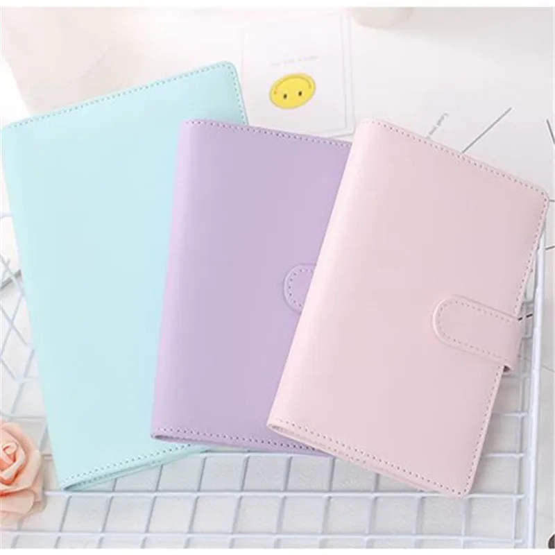 A6/A5 Macaroon 18 สี PU หนัง DIY Binder Photocards รวบรวมหนังสือ Diary Agenda Planner Bullet ปกอัลบั้มเครื่องเขียน