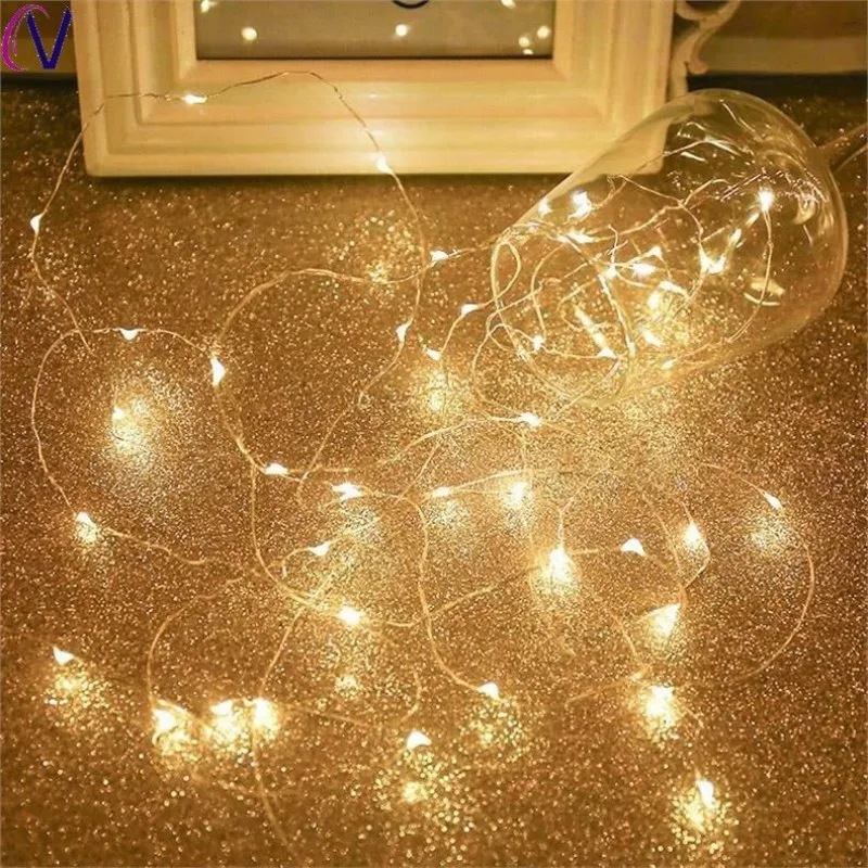 30 เมตร USB ไฟ LED String ทองแดงลวดเงิน Garland กันน้ําไฟ Fairy สําหรับคริสต์มาสงานแต่งงานตกแต่ง