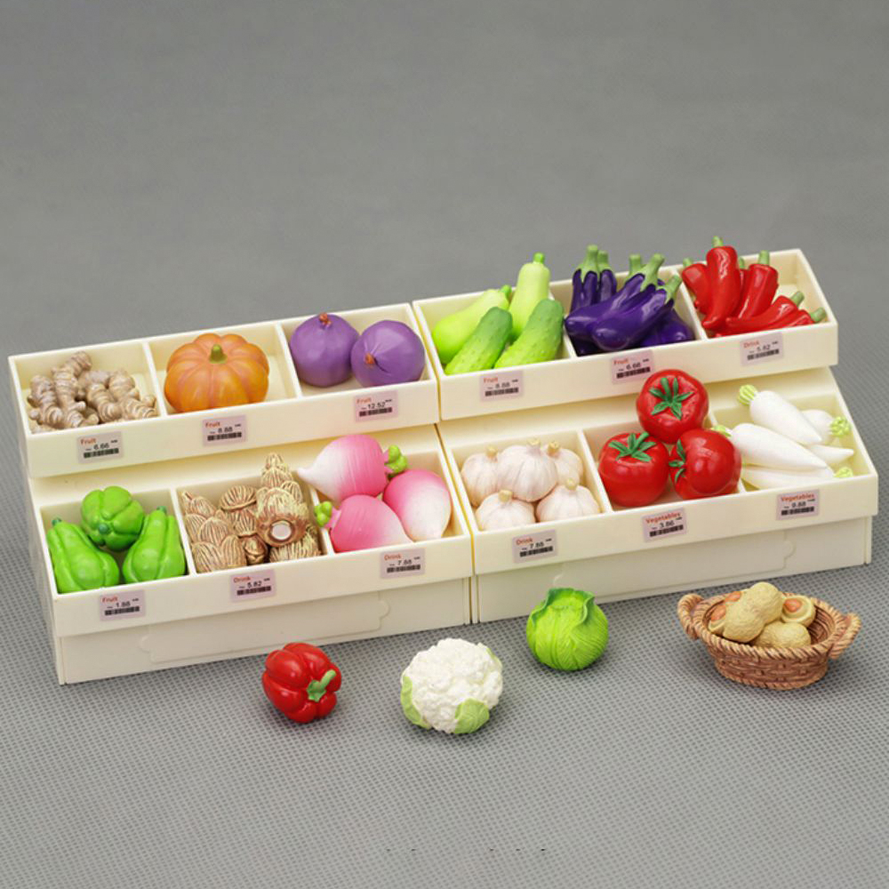 1/12 Miniatur Möbel Simulation Obst Snack Rack Modell Puppenhaus Micro Lebensmittel Verkauf Regal Schießen Prop Küche Spielzeug Geschenk