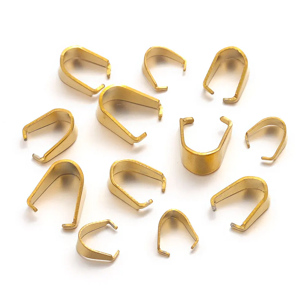 50 pçs banhado a ouro fivela de aço inoxidável fecho para pingentes charme conectores clipe pitada bail fecho diy jóias fazendo suprimentos