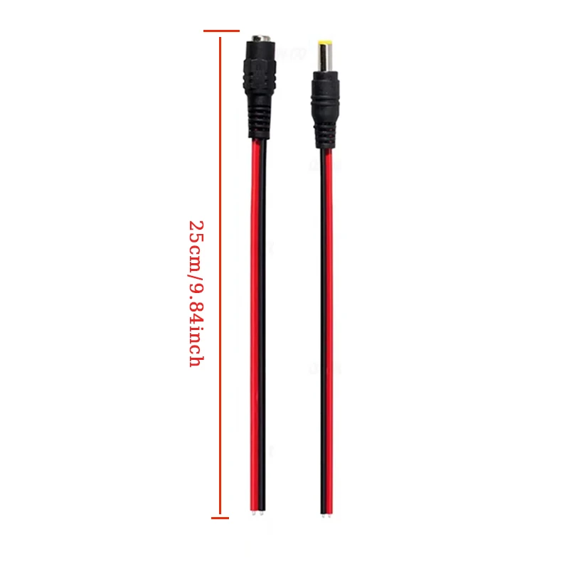 10 pçs/lote macho fêmea plug 12v dc power pigtail cabo jack para câmera cctv conector cauda extensão dc fio