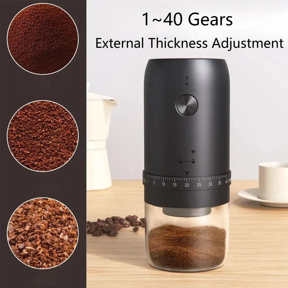 ใหม่แบบพกพา USB เครื่องบดเมล็ดกาแฟไฟฟ้า 40 เกียร์ภายนอกปรับชาร์จเครื่องบดในครัวเรือน Mini กาแฟเครื่อง
