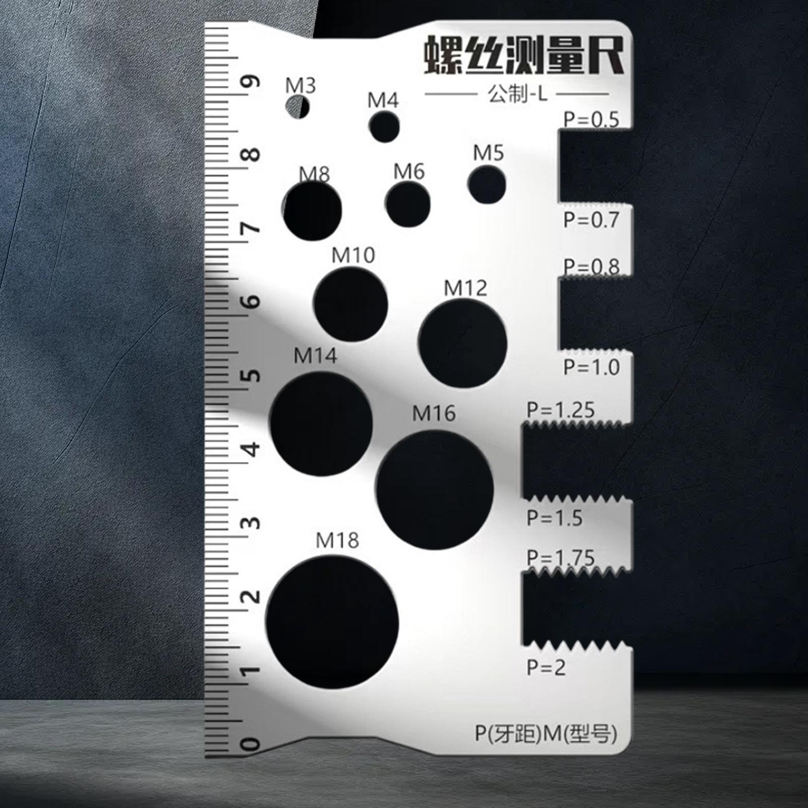 Screw Thread Pitch Gauge Ruler Measuring Tool Bolt Nut Metric Machining Threads Screw Cutting Gauge Angle Model Measuring