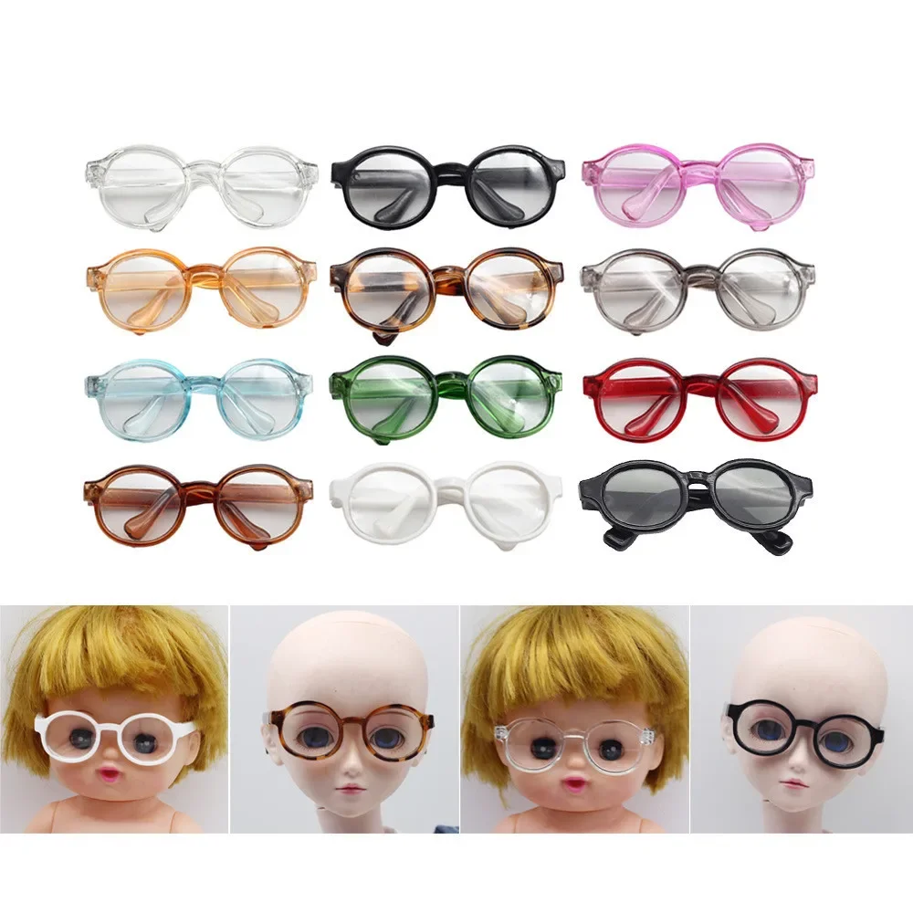 6.5 ซม.9 ซม.แว่นตาพลาสติกโปร่งใสสําหรับ 1/8 1/6 1/3 1/4 BJD สําหรับ Labubu MSD SD Plush สําหรับ EXO ตุ๊กตาแว่นตากันแดด
