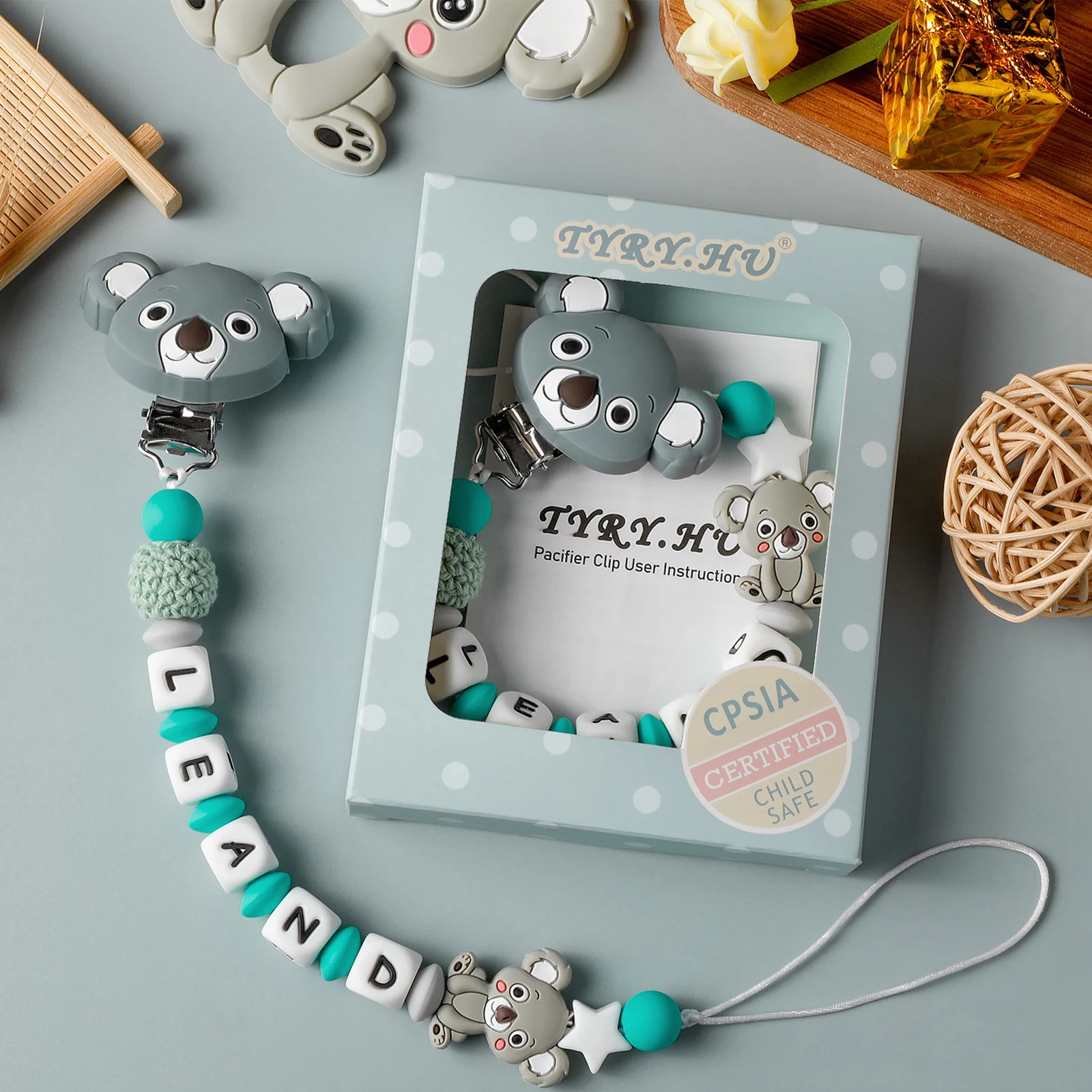 TYRY. HU Custom BPA ฟรีซิลิโคน Abacus DummyDIY ซิลิโคนเด็กทารก Pacifier คลิปส่วนบุคคลชื่อที่มีสีสัน Pacifier Chain การงอกของฟัน