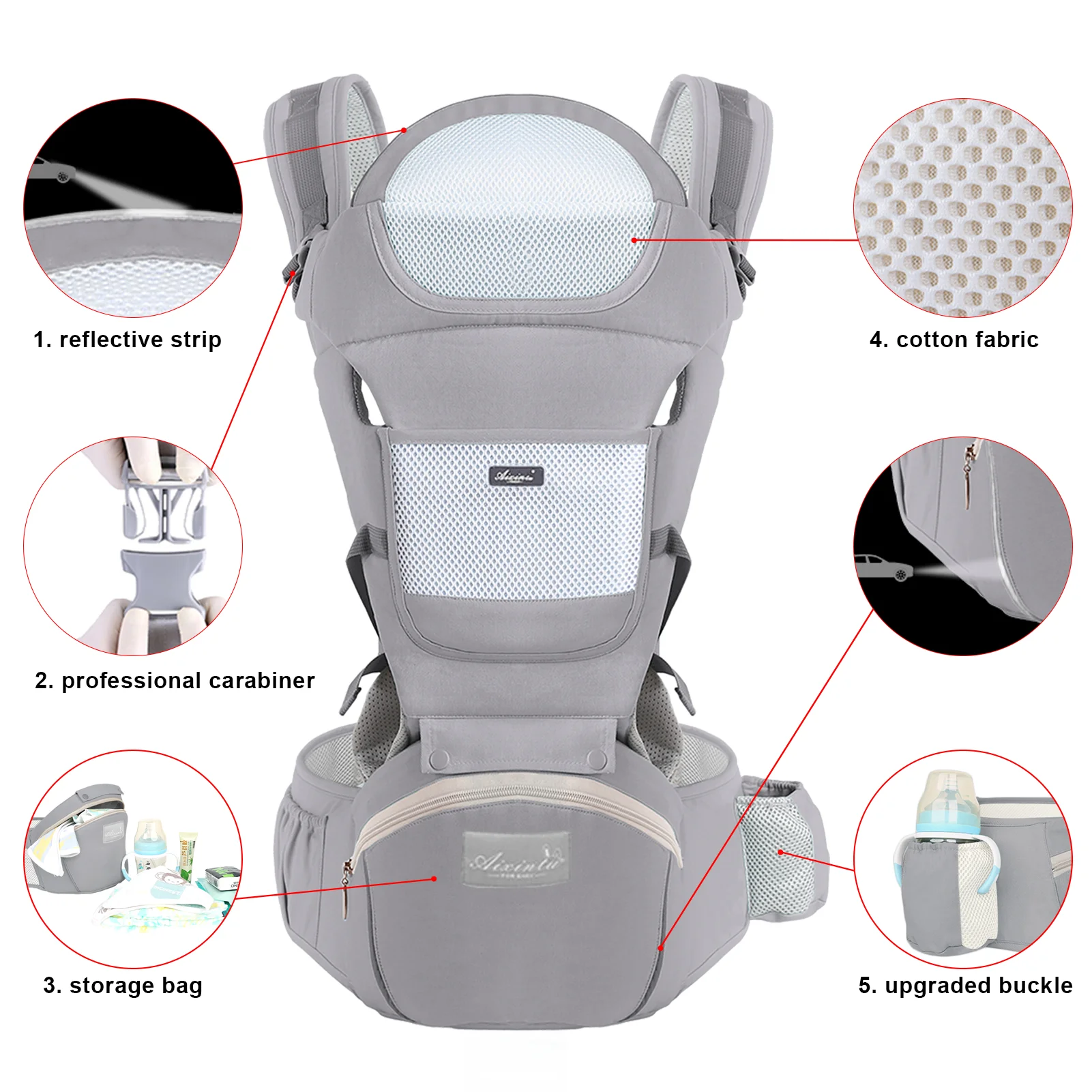 Mochila ergonômica canguru Baby Carrier, Viagem Hipseat, Frente Enfrentando, Envoltório Sling
