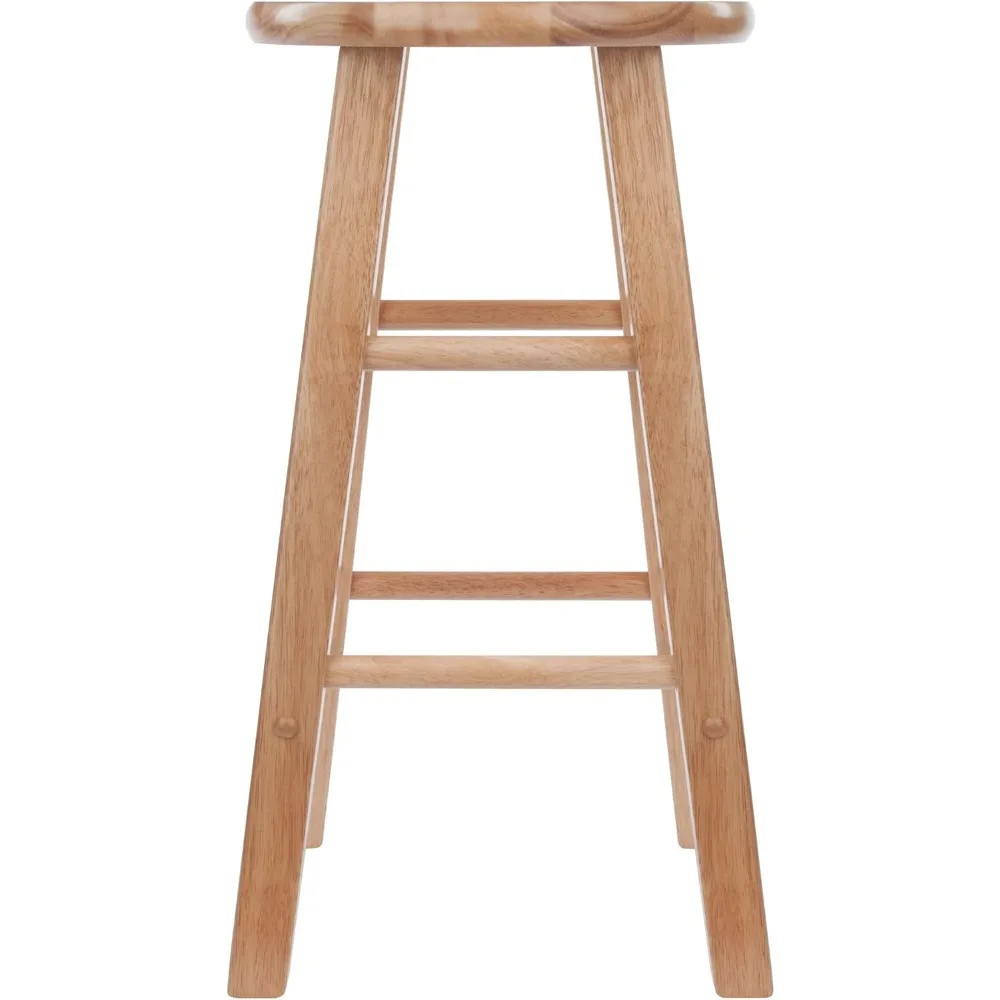 Element 2-Piece 24In Counter Stool Set, Natural Finish, Solid Wood, Modern Design