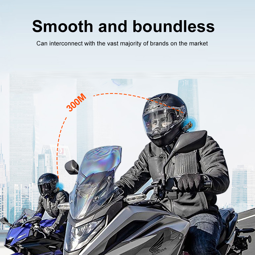 1/2x Motorcycle Helmet Intercom Bluetooth 5.3 Headset Waterproof 300m Intercomunicador Speaker Wireless Handsfree Interphone