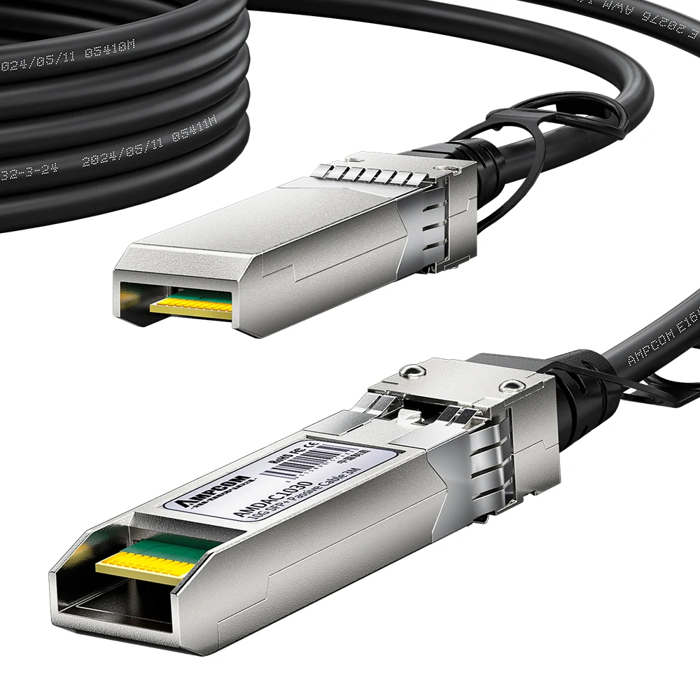AMPCOM 10G SFP+ DAC Cable de conexión directa de cobre, cable DAC pasivo Twinax para Cisco, Mikrotik, Ubiquiti, Meraki