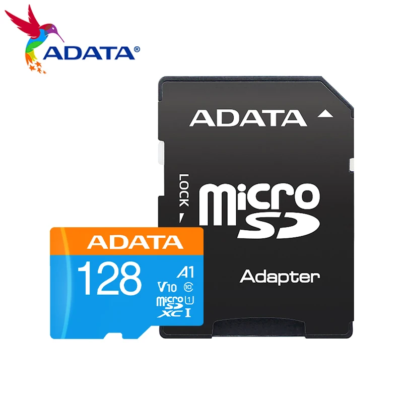 Карта ADATA A1 V10 microSD 32 ГБ 64 ГБ 128 ГБ 256 ГБ Оригинальная карта памяти класса 10 для хранения телефона Флэш-карта TF с адаптером