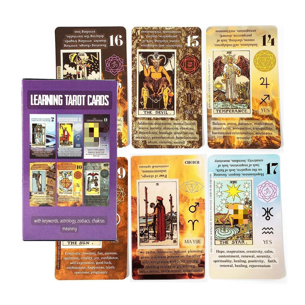 ไพ่ทาโรต์เพื่อการเรียนรู้1กล่องไพ่ทาโรต์คุณภาพสูง78ชิ้นแบบคลาสสิกพร้อมคู่มือเกมเริ่มต้นเกมกระดานทำนายโชคชะตาแบบพกพา