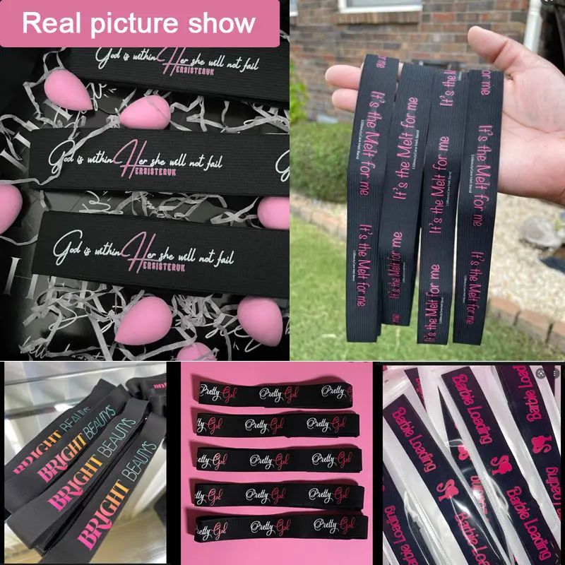 Banda de fusión personalizada con logotipo propio, banda elástica con borde ajustable para pelucas, banda de fusión de encaje, accesorios para el cabello negros de 2,5 3 y 3,5 Cm