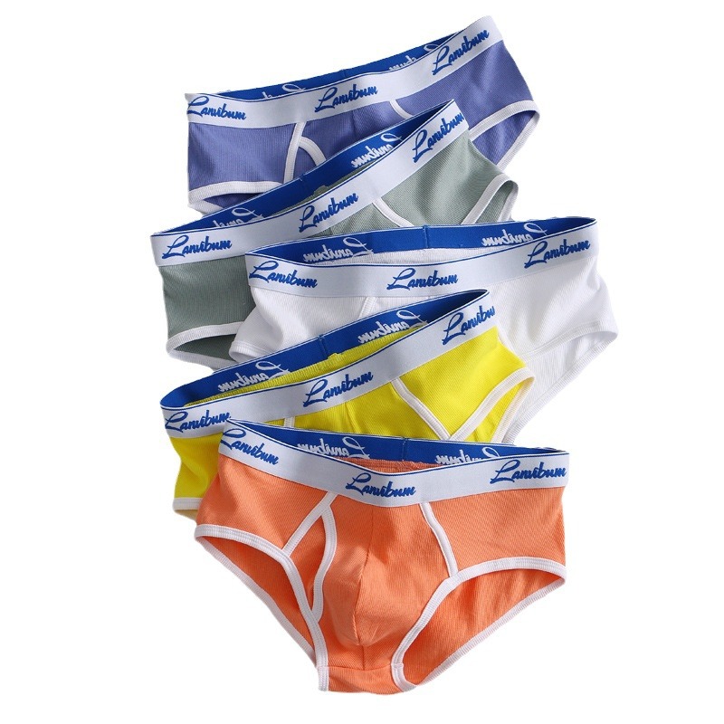 ใหม่ผู้ชายชุดชั้นในกลางเอวด้ายผ้าฝ้ายBreathableสีทึบชุดชั้นในชายสามเหลี่ยมกางเกงLA674