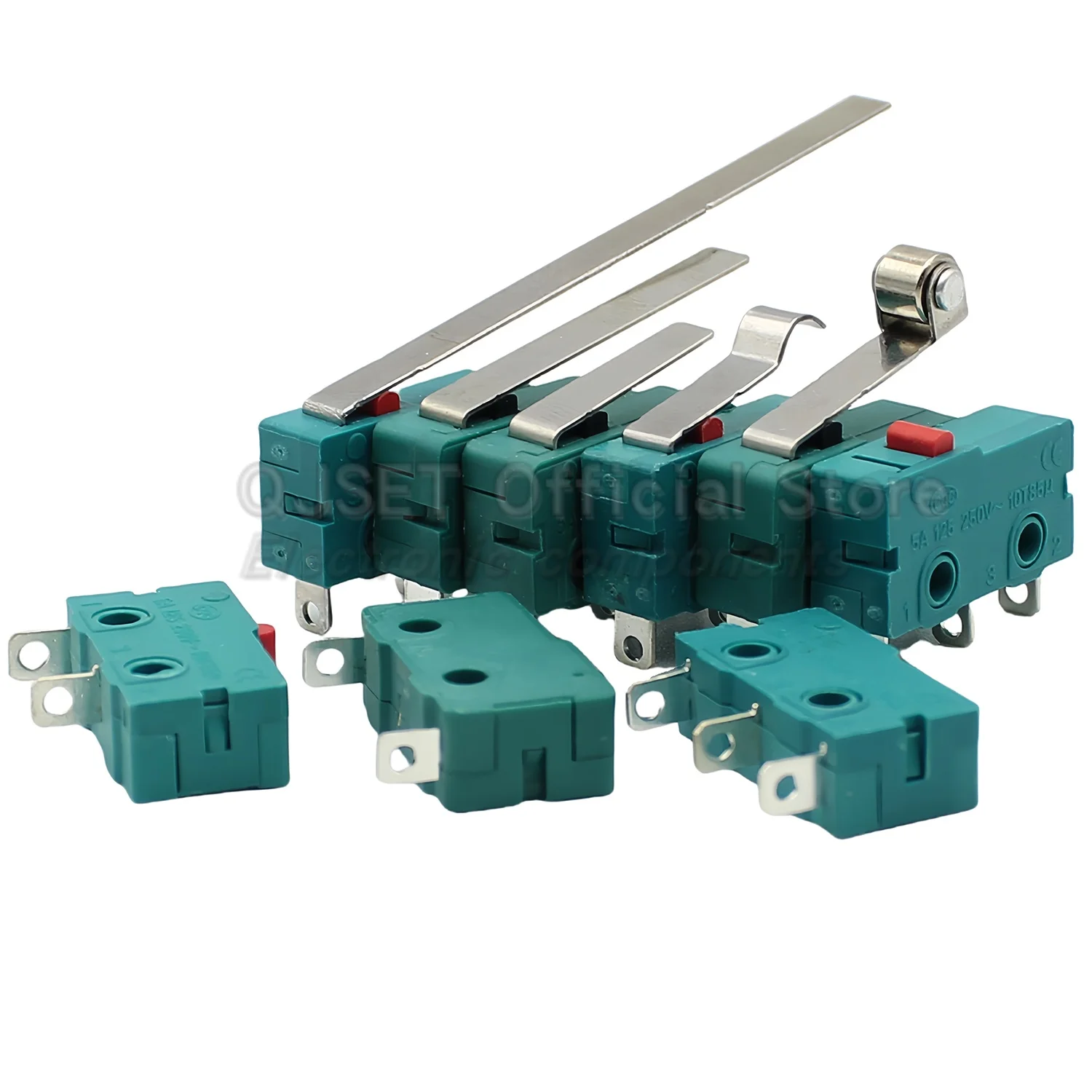 5pcs Silver Contacts 5A 250V Microswitch KW12 Green Travel Limit Switch 2Pin/3Pin Switch KW11-3Z-2 Straight/Curved Handle/Roller
