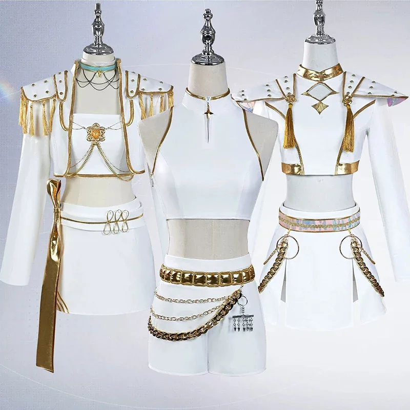 KPop Rumi Mira Zoey traje de canto blanco mujeres niñas fiesta de Halloween traje de juego de rol disfraz Cosplay peluca para niños adultos
