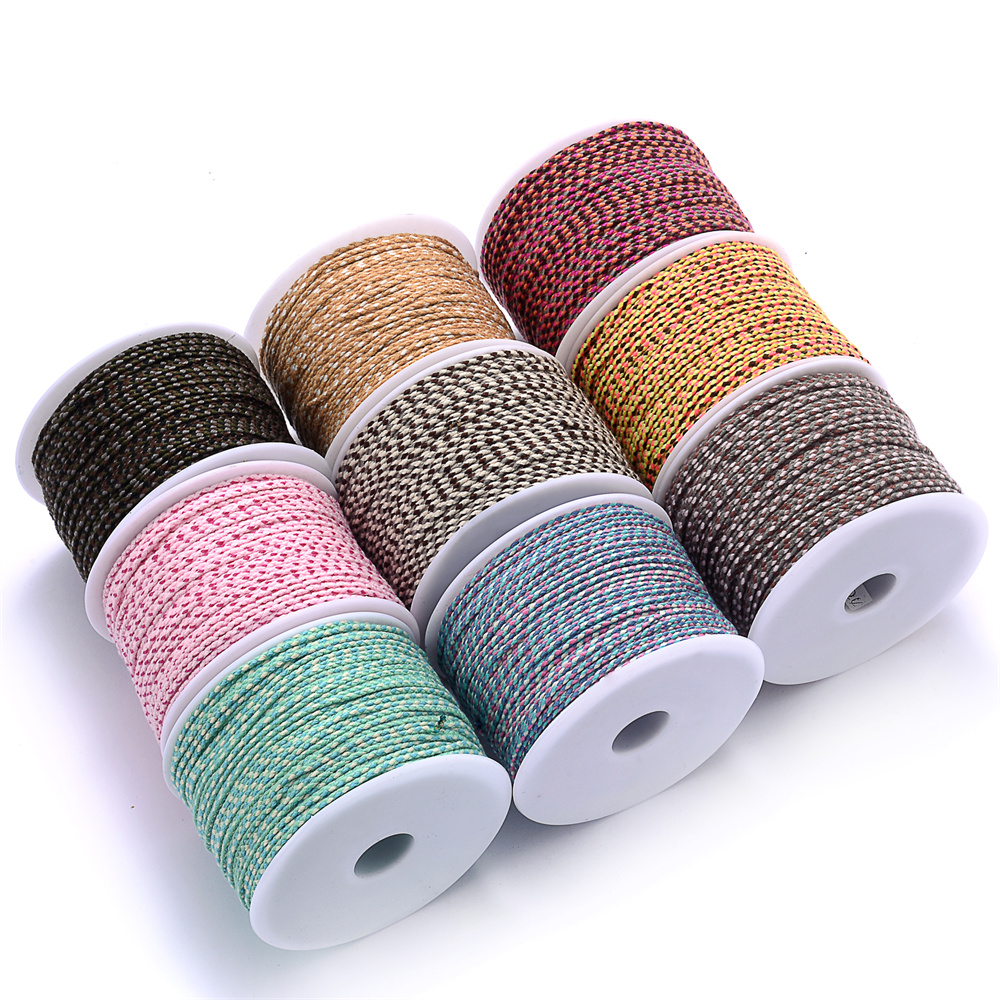 2mm 10m três cores quatro fios trançado algodão tecido corda torção linha de jóias diy mão corda cordão colar pendurado cabo