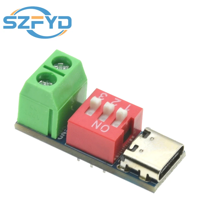 1-20 ชิ้น PD ชาร์จเร็วบอร์ดทดสอบ 5-20V ปรับ PD ทริกเกอร์โมดูล USB Type-C 100W เครื่องทดสอบแหล่งจ่ายไฟ